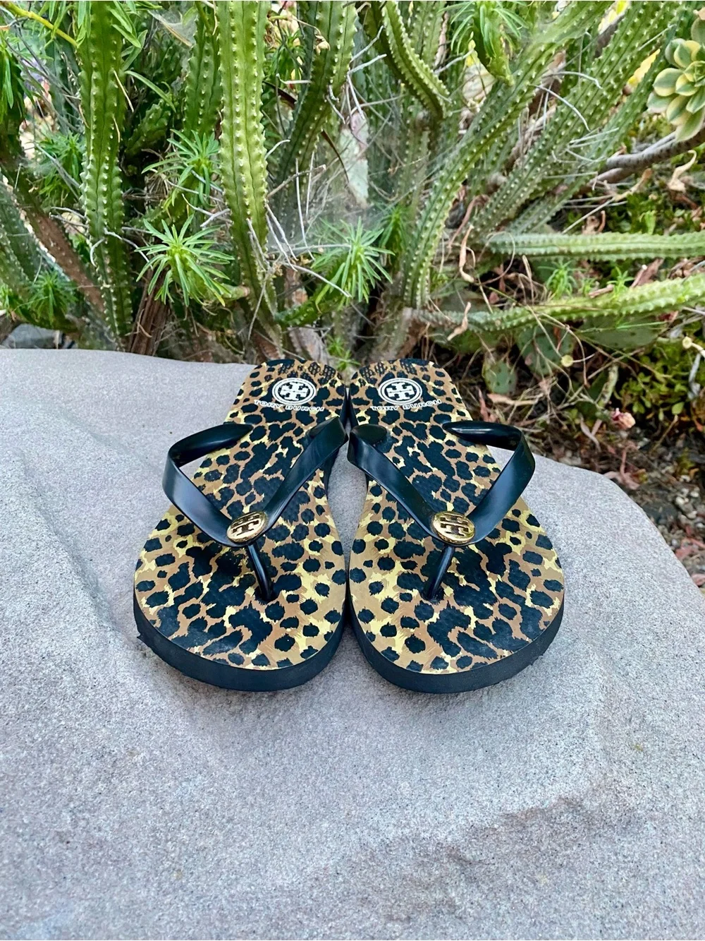 Tory Burch Leopard Print Flip Flops